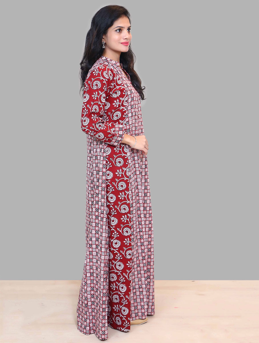 Dark Red - Bagh Print Dress Cum Kurta - Shop Online For Best Women's  Clothing & Ethnic Wear