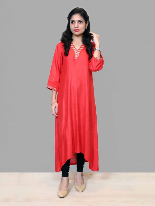 Cotton Linen Tussar Semi Formal Kurta 
