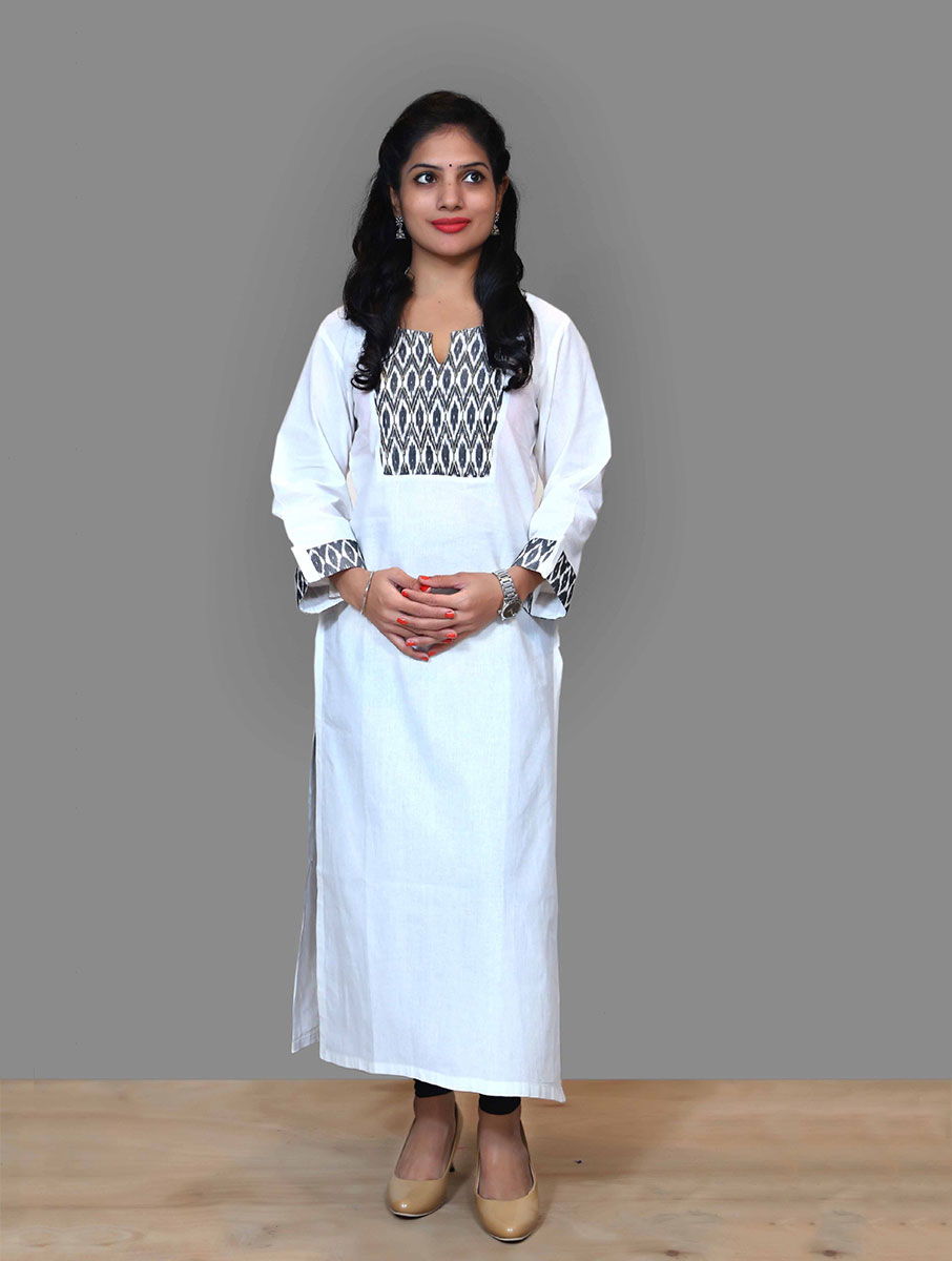 Buy Latest Designer Kurtis Online for Woman | Handloom, Cotton, Silk  Designer Kurtis Online - Sujatra | Ikat dress, Designer kurti patterns,  Kurti neck designs