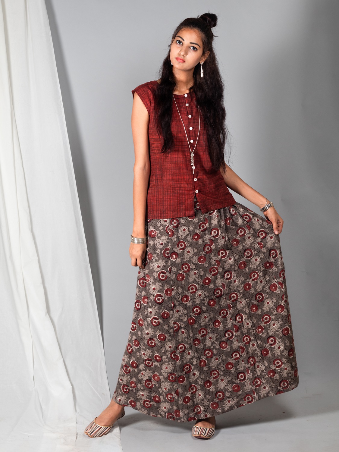 MAROON PLAIN TOP KASHISH SKIRT Shop Online For Best Women's